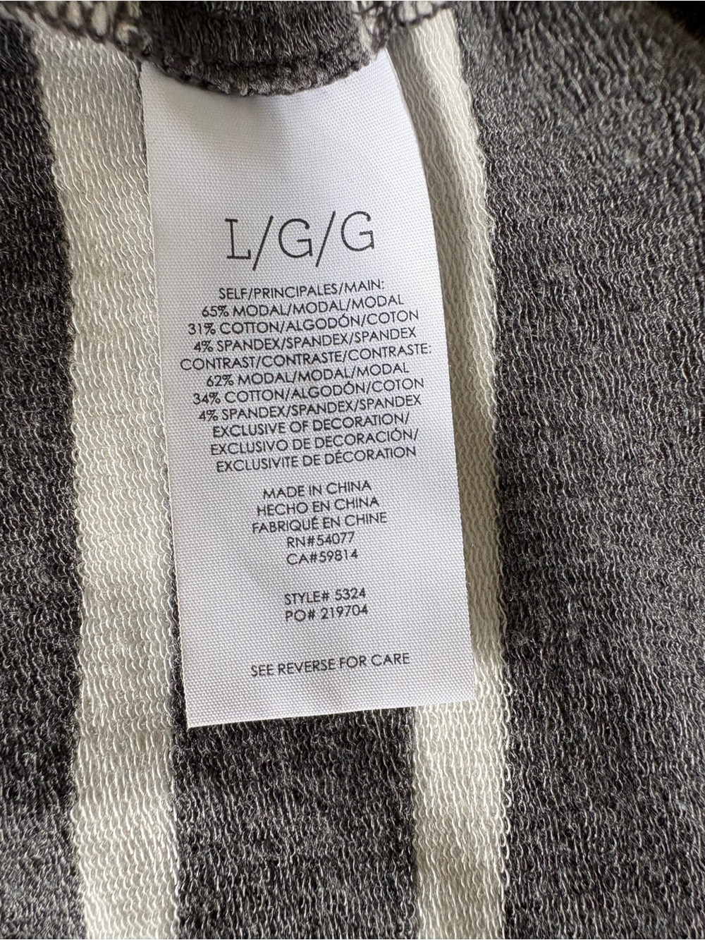 CAbi Nautical Inspired Gray & White Striped Hoodie - Soft French Terry Knit (L) - Picture 14 of 14